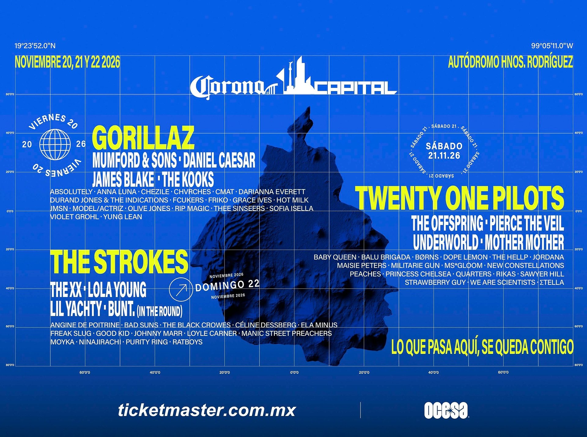 The Strokes, Gorillaz y Twenty One Pilots encabezan Corona Capital 2026